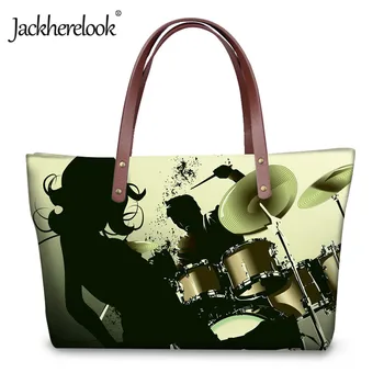 

Jackherelook Cool Rock Music Print Women Single Shoulder Bags Fashion Ladies Top-handle Bags Brand Design Travel Tote Bag