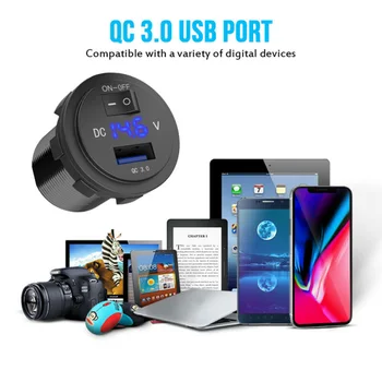 

Auto Car Charger Blue LED QC3.0 Socket Outlet Waterproof 12-24V Heat resistant