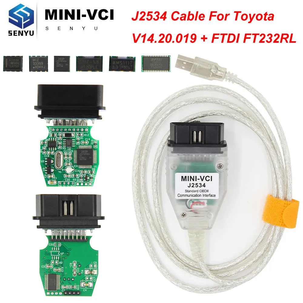 

MINI VCI V14.20.019 For Toyota J2534 OBD OBD2 Car Diagnostic Auto cable Scanner Tool Tis Techstream minivci With FTDI FT232RL