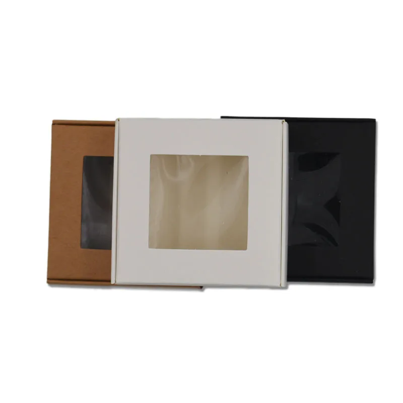 5 шт. DIY ручной работы мыло дисплей окно коробка черная бумага упаковка коробка для ювелирных изделий прозрачное ПВХ окошко коробка конфет белый