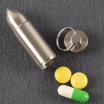 

1 pc Mini Pill Box Titanium Waterproof Bullet Shape Moisture-proof Container Pill Case Pill Holder for Outdoor