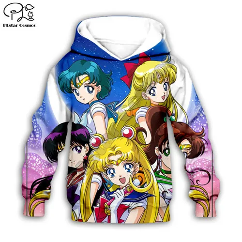 Kids hoodies Child Kid baby girl clothing Crystal Sailor Moon 3D Hoodie cartoon print daughter Sweatshirt/jacket/tshirt toddler pullover pant - Цвет: Kids hoodies