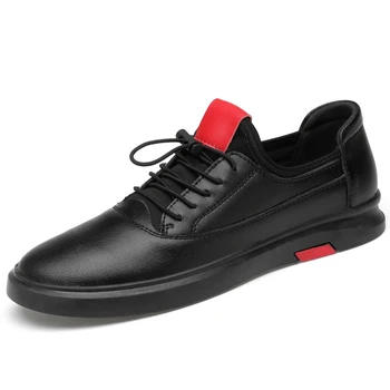 

Brand New Classic Style Men Casual sneaker Shoes, Fashion all black Designer Men leather Shoes, Light Comfortable Flats %191