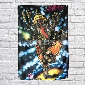

Indian Ganesha Tattoos Poster Banners Bar Club Tattoo Studio Decor Hanging Painting Waterproof Cloth Polyester Fabric Flags