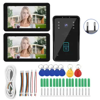 

9in 1V2 Doorbell Wired Wifi RFID Card APP 2-Way Entry System 1080P IR-CUT Night View 100-240V Intercom Door Phone