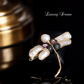 

Retro Dragonfly Hairpins Woman Baroque Freshwater Pearl Hair Clip Edge Clamp Hair Jewelry Accessories For Girls