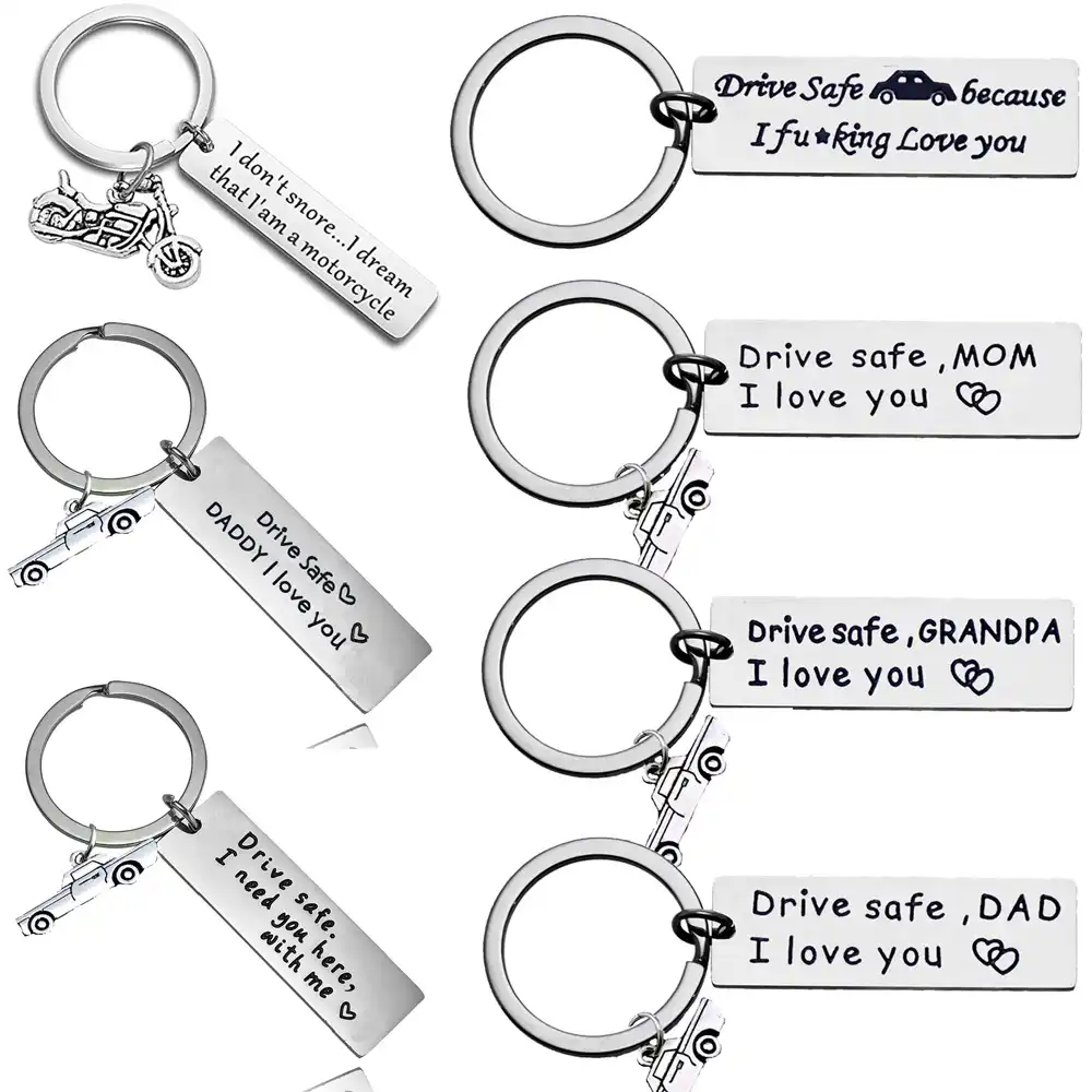 Drive Safe MY LOVE Keychain Couples Boyfriend Girlfriend Husband Wife Dad Gifts