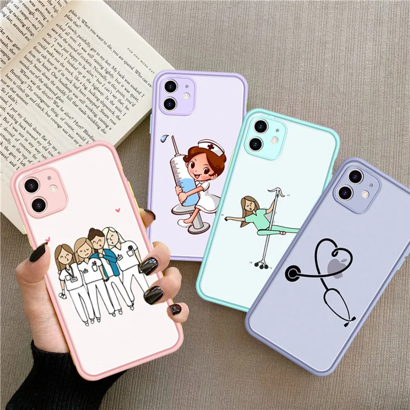 Cartoon Medicine Doctor Nurse Phone Case for IPhone 13 11 Pro 12 Mini XS MAX XR SE2022 7 8 6 Plus Shockproof Cover Clear Fundas 13 pro max case