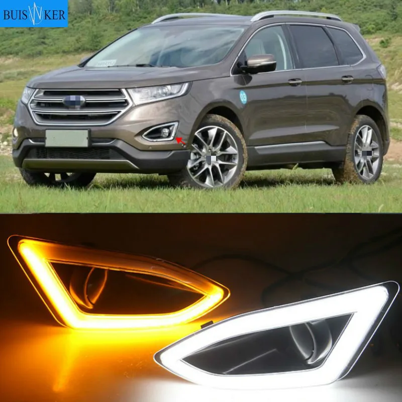 

Светодиодные дневные ходовые огни для Ford EDGE 2015, 2016, 2017, 2018, водонепроницаемые, ABS, 12 В, Автомобильные противотуманные фары, украшение с функцией диммера