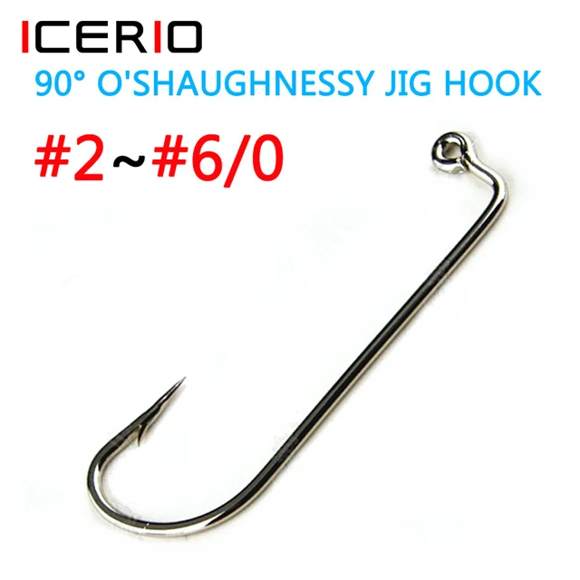 Fishing Barbarian Jig Hooks-90 Degree Long Offset Shank Forged Duratin Jig  Hook Round Bend 7150 High Carbon Steel Fishing Hooks Size