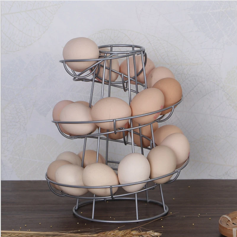 Koowaa Ei Spiraalvormige Dispenser Rek Draad Kip Ei Opslag Organizer Display Houder Mand Metalen Ei Opslag Display Rek voor Aanrechtblad Keuken