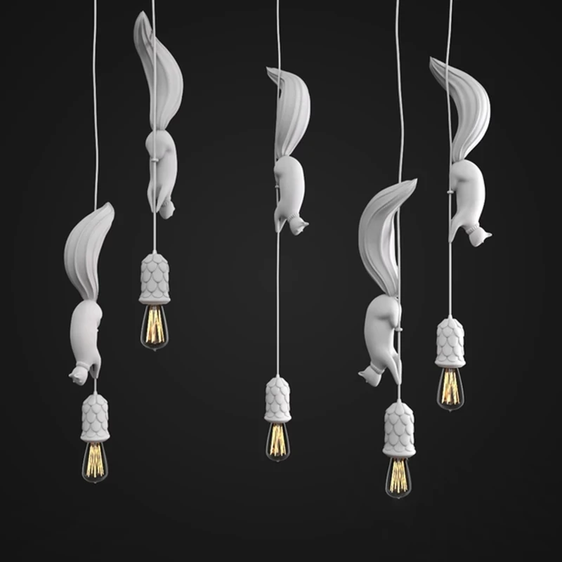 Squirrel Pendant Light Resin Animal Hanging Lamp for Children's Room Kindergarten Restaurant Bedroom Bar Gift Decoration | Освещение