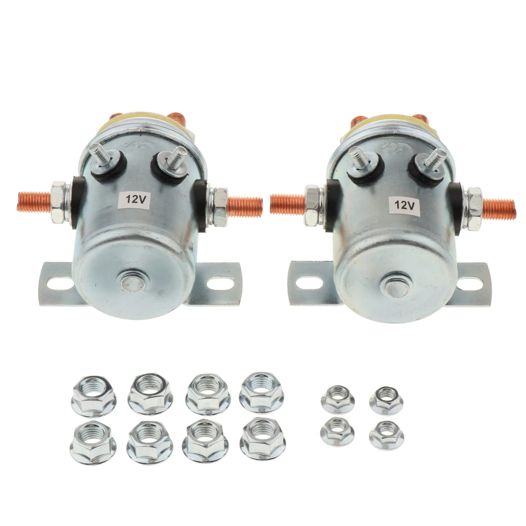 2X Solid Continuous Duty 12V 200A Solenoid Relay for Winch Trailer Golf Cart Auto Car, 3.37 x 1.67''