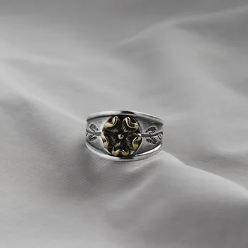 

Korean Style S925 Sterling Silver Ring Ins Cold Wind Net Red Simple Old Vintage Flower Ring Female Ring wedding rings