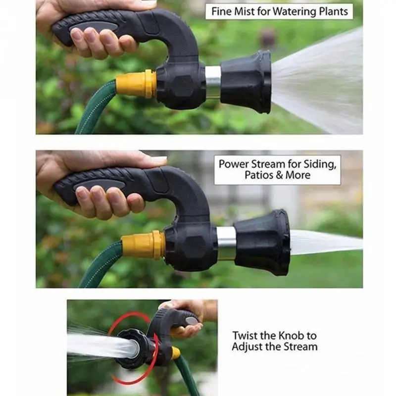 Functional Washing Spray Nozzle High Pressure Watering Gun For Car Garden Household Booster Watering Sprinkler Water Gun Black