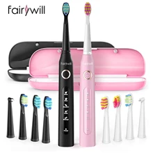 Fairywill Sonic Electric Toothbrush FW508 Black Pink Combination Fast Charge Toothbrushes With Portable Travel Case