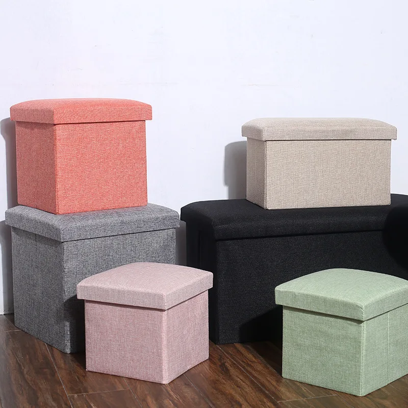 

Modern Simple European Multifunctional Foldable Cotton Linen Storage Stool Storage Box Organizer Box Shoe Fabric Cloth Adult