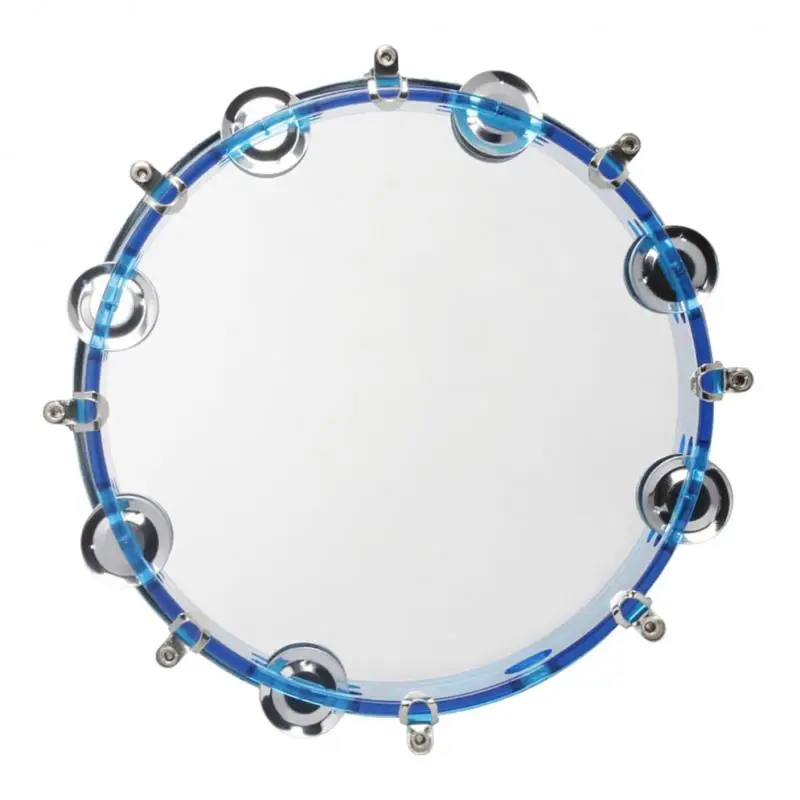 10``Handheld Tambourine for Choirs Percussion Ensembles w/ Metal Jingle Blue