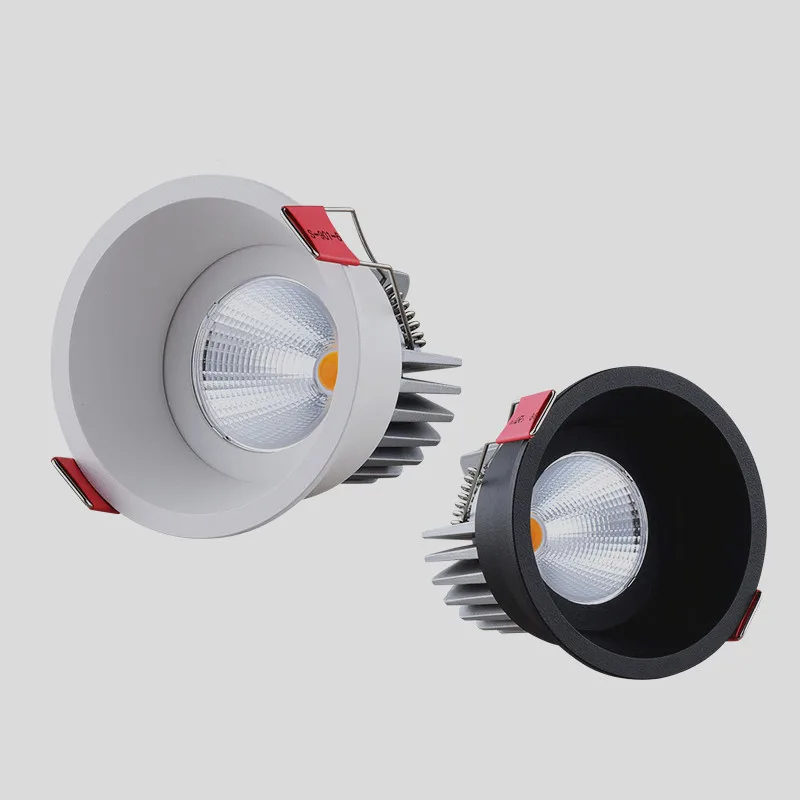 

Circular Anti Glare Dimmable COB LED Downlights 9W/12W LED Ceiling Spot Lights Warm Cold White Background Lamps Indoor Lighting