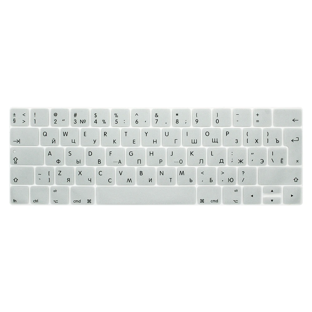 Серебристый ЕС русский для Macbook pro 13 15 дюймов клавиатура защитная пленка цветная клавиатура чехол для сенсорной панели A1706 A1707 A1989 A1990 A2159 - Цвет: Серебристый