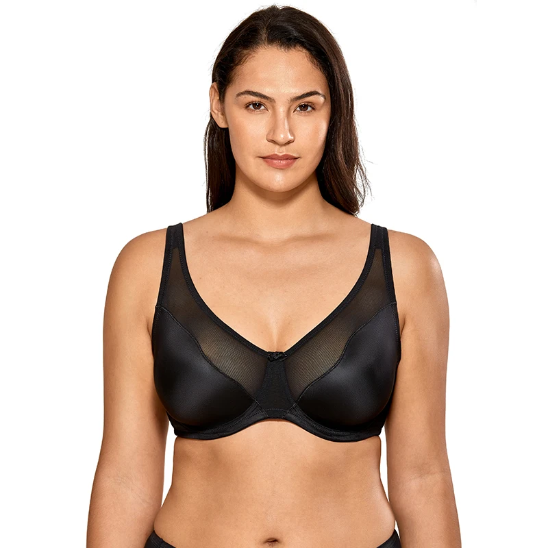 Women Comfort Vneck Full Coverage No Padding Underwire Minimizer Bra