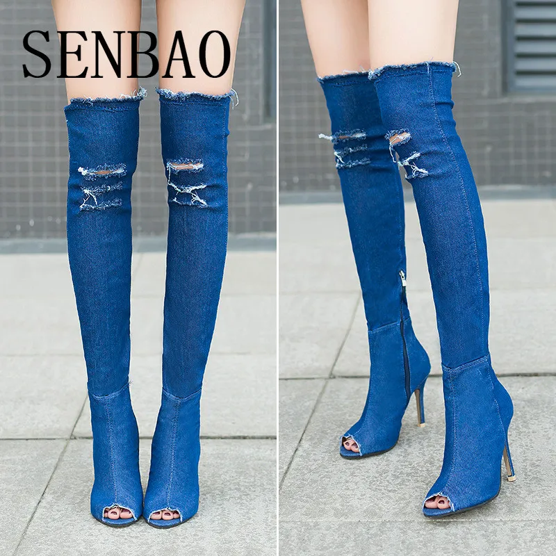 SENBAO/; женские сапоги; сезон лето-осень; Сапоги выше колена с ...