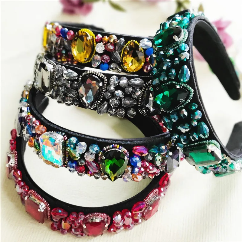 

2020 Fashion Luxury Full Crystal Headband Rhinestones Baroque Hairband Bride Princess Hair Hoop Hair Jewelry For Women Wedding