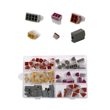 

100Pcs Push-In Wire Connector Wall-Nut 2/3/4/6/8 Port Conductor Combination Assortment Pack for Junction Boxes