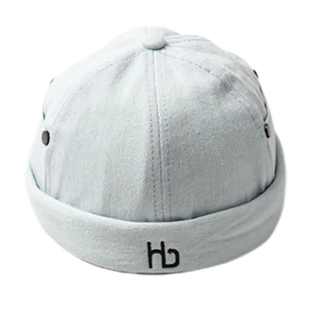 Унисекс без полей Регулируемая Docker Hat Beanie буквы вышивка мыть череп Кепка - Цвет: LBL