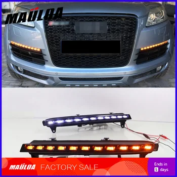 

2PCS LED Daytime Running Light For Q7 2006 2007 2008 2009 Yellow Turn Signal Function 12V Car DRL Fog Lamp Decoration