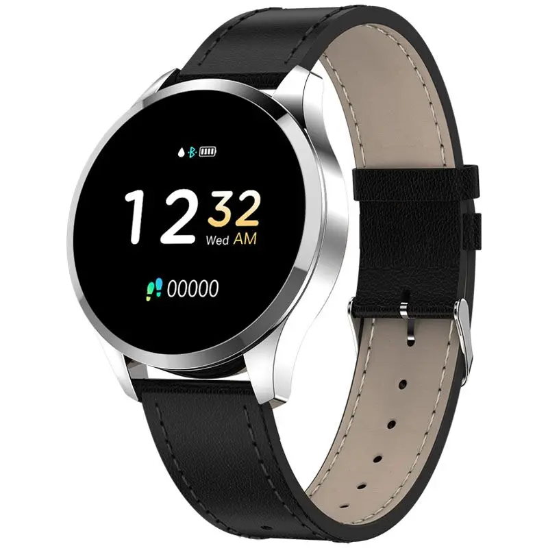 Silver Leather Bluetooth Смарт-часы, водонепроницаемые, пульсометр, шагомер, фитнес-браслет, трекер, умные часы, Android, часы, подключение для Xiaomi IOS - Цвет: Silver Leather