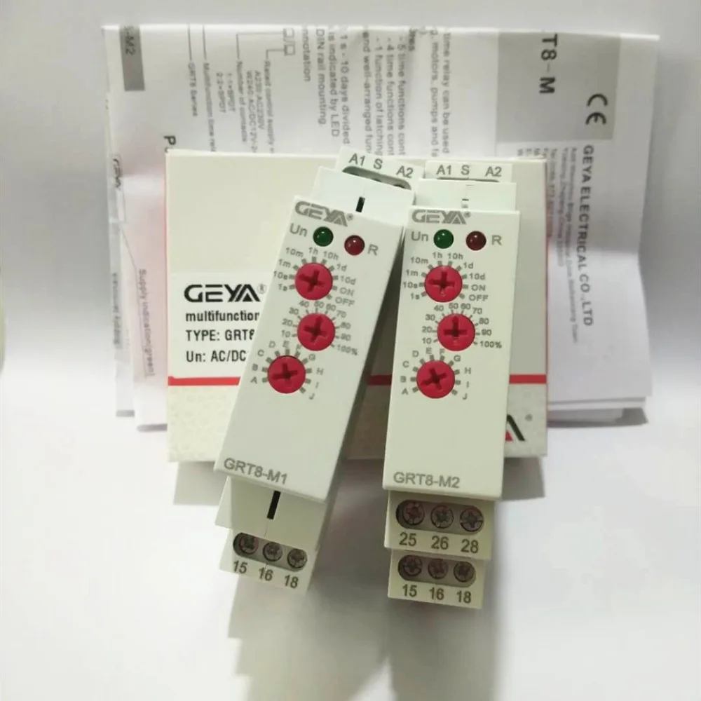 Multifunções Trilho Din Relé Temporizador Automático Grt8-m ac dc 12v 24v 220v Interruptor de Controle Dpdt Relé Tempo pc