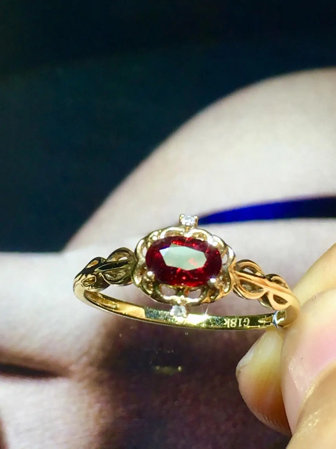 

Fine Jewelry Pure 18 K Yellow Gold Real 100% Natural Red Ruby 0.68ct Diamonds Jewelry Female's Rings for Women Fine Ring