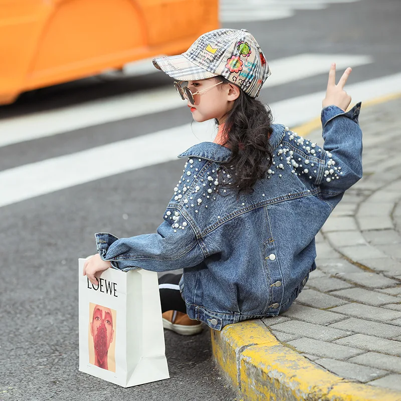 

Girls' Jean Jacket Autumn Clothing 2019 New Style Western Style Children Casual Spring And Autumn Long-sleeved Upper Garment Lit