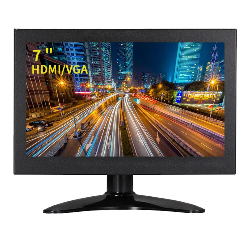 7 дюймовый ЖК монитор дисплей Full HD портативный 1024x600 AV вход/VGA/HDMI/BNC черный