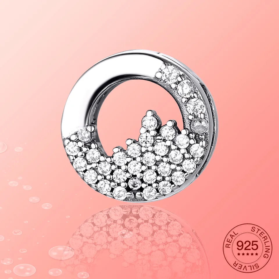 925 пробы серебряный зажим очарование сверкающими камнями оригинальный отражение