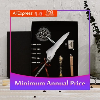 

Retro Feather Quill Pen Set Dip Pen Sign Pen Kit Perfect Gift Quill Pen Holder Set Ink Bottle With Wax Seal Stamp R25