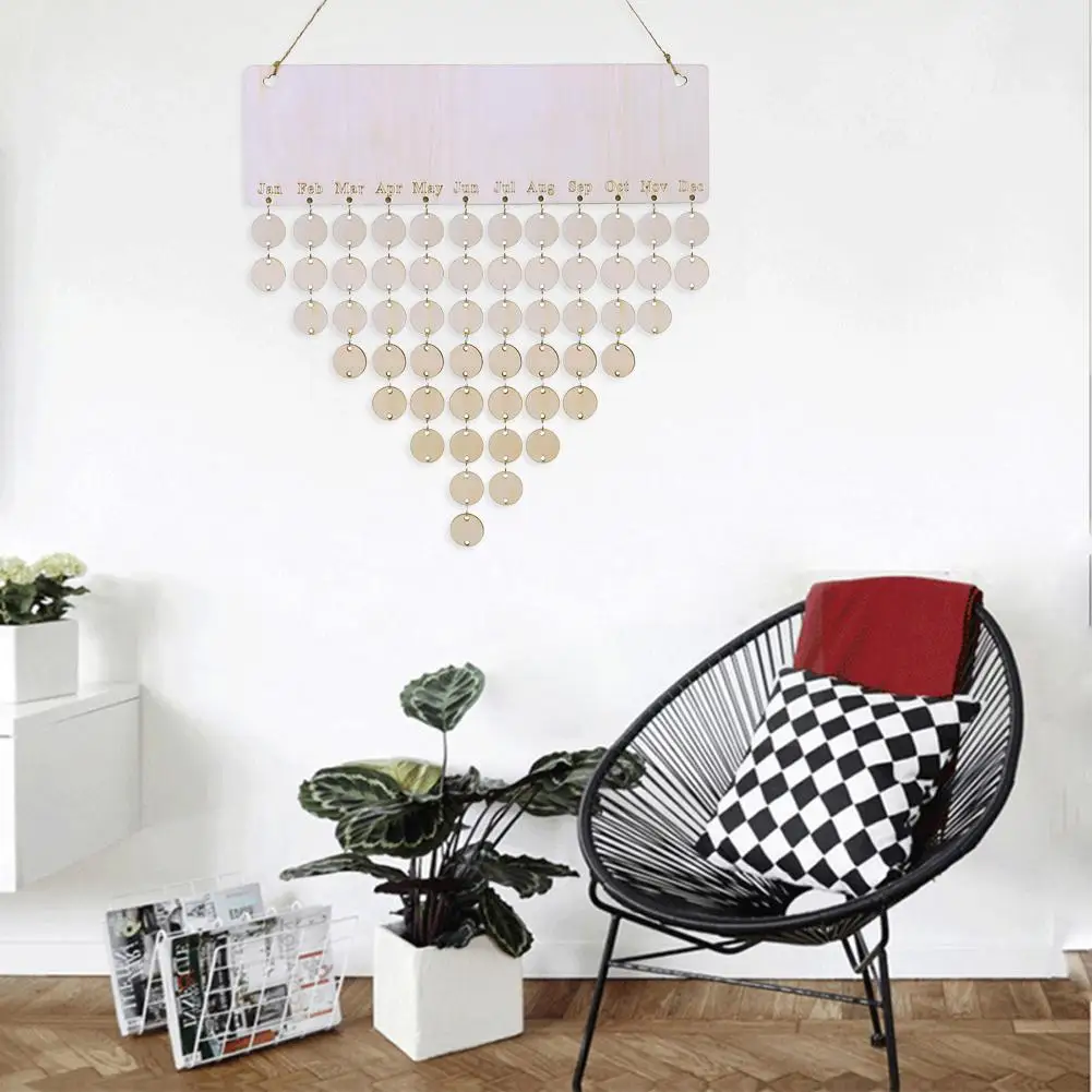 Letrero de madera de la marca de fecha de Amigos de la familia DIY, colgante, decoración de tablero de calendario en blanco