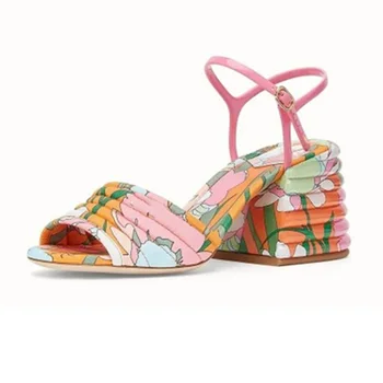 

new brand women pumps 2020 new fashion hot sale summer women shoes square high heels peep toe dress party wedding shoes big size