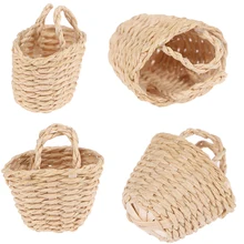 

Mini 1/12 Cute Dollhouse Rattan Iron Frame Frame Hand Woven Vegetable Food Storage Basket Dolls Miniature Decoration