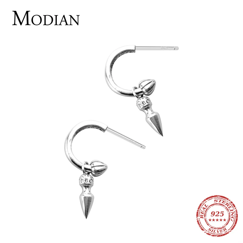 Modian,, модные, в стиле рок, панк, Свинг конус, полукруг, серьги-гвоздики для женщин, Стерлинговое Серебро, 925, вечерние ювелирные изделия, очаровательный подарок для женщин