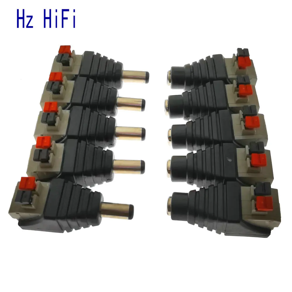 5PCS DC Male Female connector 2.1*5.5mm DC Power Jack Adapter Plug Connector for 3528-5050-5730 sing