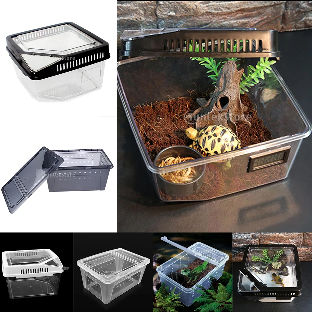 Reptile Terrarium Vivarium Tank Box Turtle Nursery Breeding Cage Spider Hiding Box Transport Case