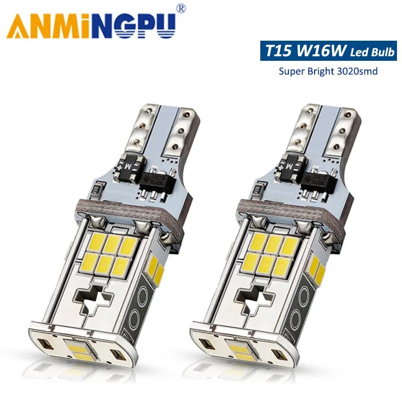 ANMINGPU 2x сигнальная лампа T15 светодиодный Canbus 3020SMD W16W фонарь 921 912 парковочный