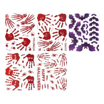 

5Pcs Bloody Scary Party Hand-print Sticker Halloween Sticker Finger-Print Paste for Hotel
