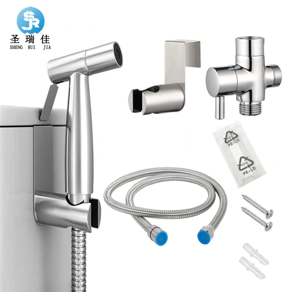 

Shengruijia Clean Body Health Faucet 304 Stainless Steel Chamber Pot Spray Gun Faucet Suit Supercharge Flusher Nozzle