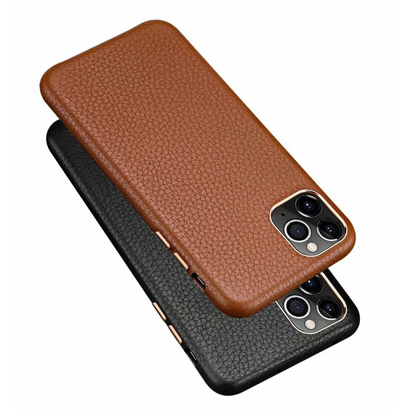 

CKHB Back Cover Case For iPhone 11 Pro Max Capa Genuine Leather Lichee Pattern Case For Apple iPhone 11/ Pro/ Max Phone Cover