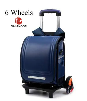 dark blue 6 wheels Рюкзак-тележка для школы для детей школьная сумка ортопедическая рандосеру чемодан на колесах рюкзаки детские школьные сумки - Цвет: dark blue 6 wheels