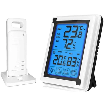 

LCD Large Screen Press Wireless Digital Thermometer and Hygrometer Backlight Temperature and Humidity Monitor Indoor and Outdoor