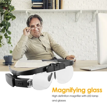 

Multiple Times HD Magnifying Glass with LED Lights Reading Maintenance with Ergonomic Design Eyeglasses Appliance